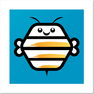 Smiling Bee Graphic - Cute Honeycomb Shaped Bee To Bring A Smile Posters and Art